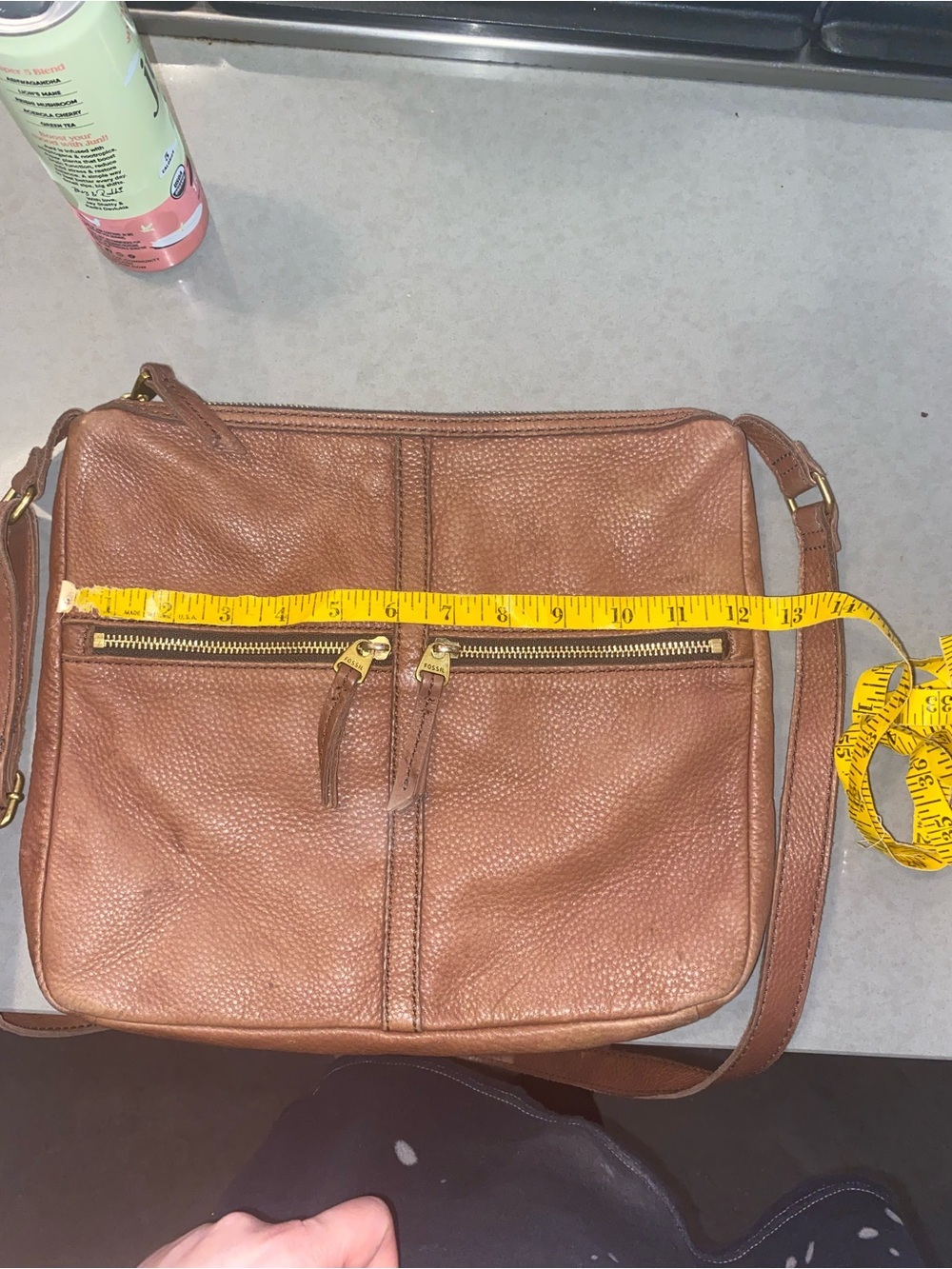 Fossil Erin Crossbody classic pebbled Brown leather Crossbody bag boho western - Picture 13 of 13